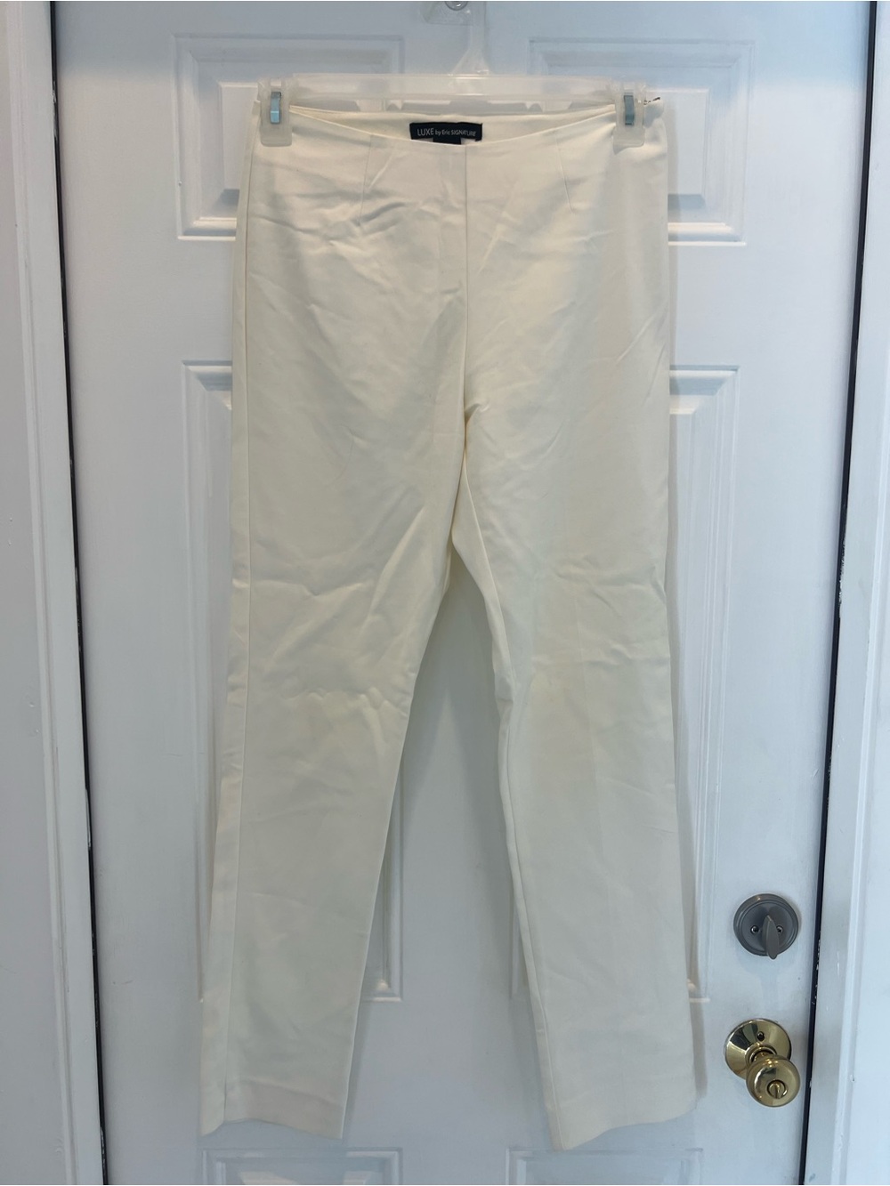 LUXE By Eric Signature Women Size 4 Ivory Dress Pants Super Stretch Skinny #958